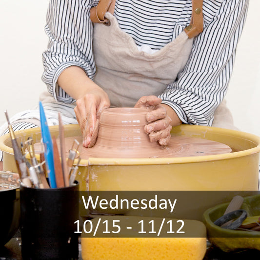 5 weeks group class - Open Level Wheel Throwing - Wednesday, 10:00am-1:00pm 10/15-11/12
