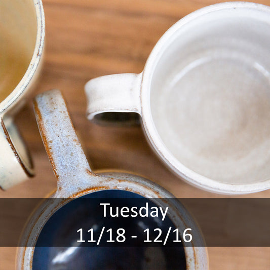 5 weeks group class - Intermediate Wheel Throwing Class - Tuesday, 1:00pm-4:00pm 11/18-12/16