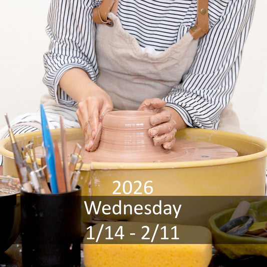 5 weeks group class - Open Level Wheel Throwing - Wednesday, 10:00am-1:00pm 1/14-2/11